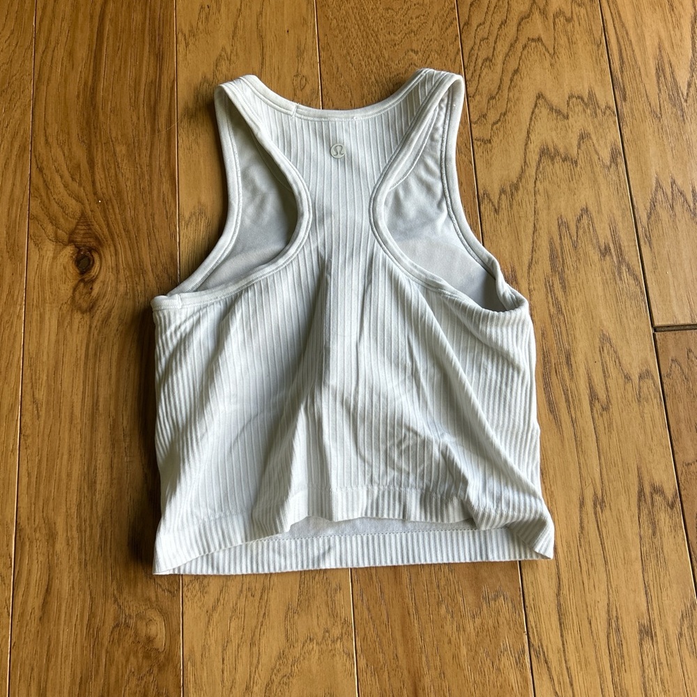 White Ribbed Lululemon Tank Top - Picture 2 of 2